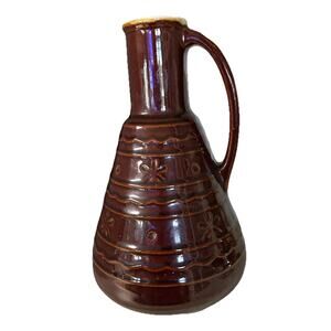 Marcrest Daisy Dot 10.5” Carafe Glaze Pitcher Pottery Jug Vase Brown Stoneware